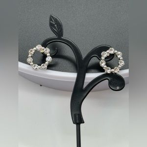 Sterling Silver Plated Halo Crystal Post Earrings Made With Swarovski Crystals